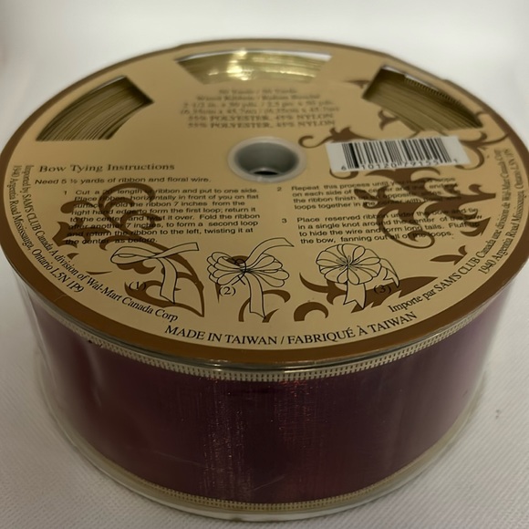 Bundle of 3 Rolls of Wired Ribbon 55 yards Purple / Green / Cream - Picture 5 of 9